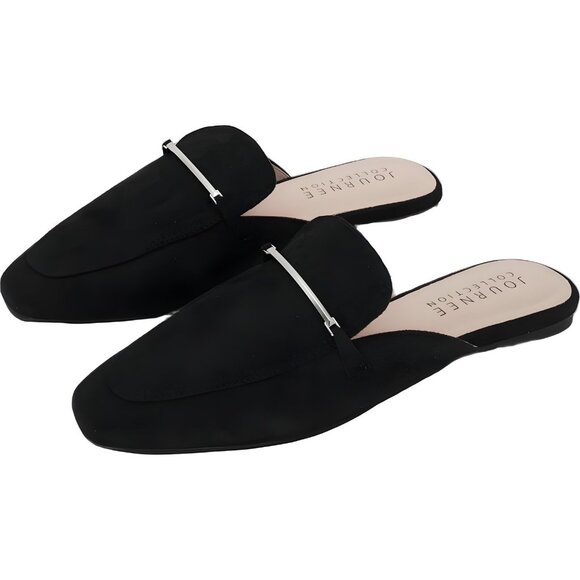 Journee Collection Ameena Black Slip-On Mules for Women US 8M - Picture 2 of 6